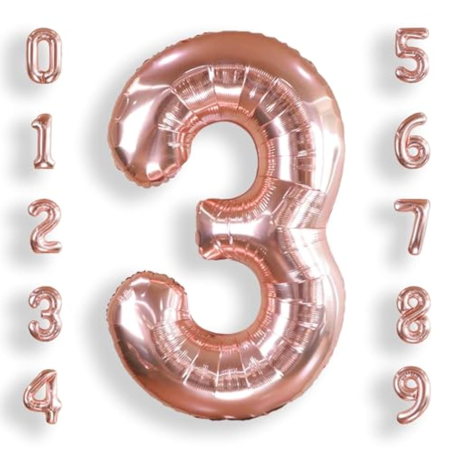 40-Inch Big Rose Gold Number 3 Foil Helium Balloon Jumbo Birthday Anniversary Decor