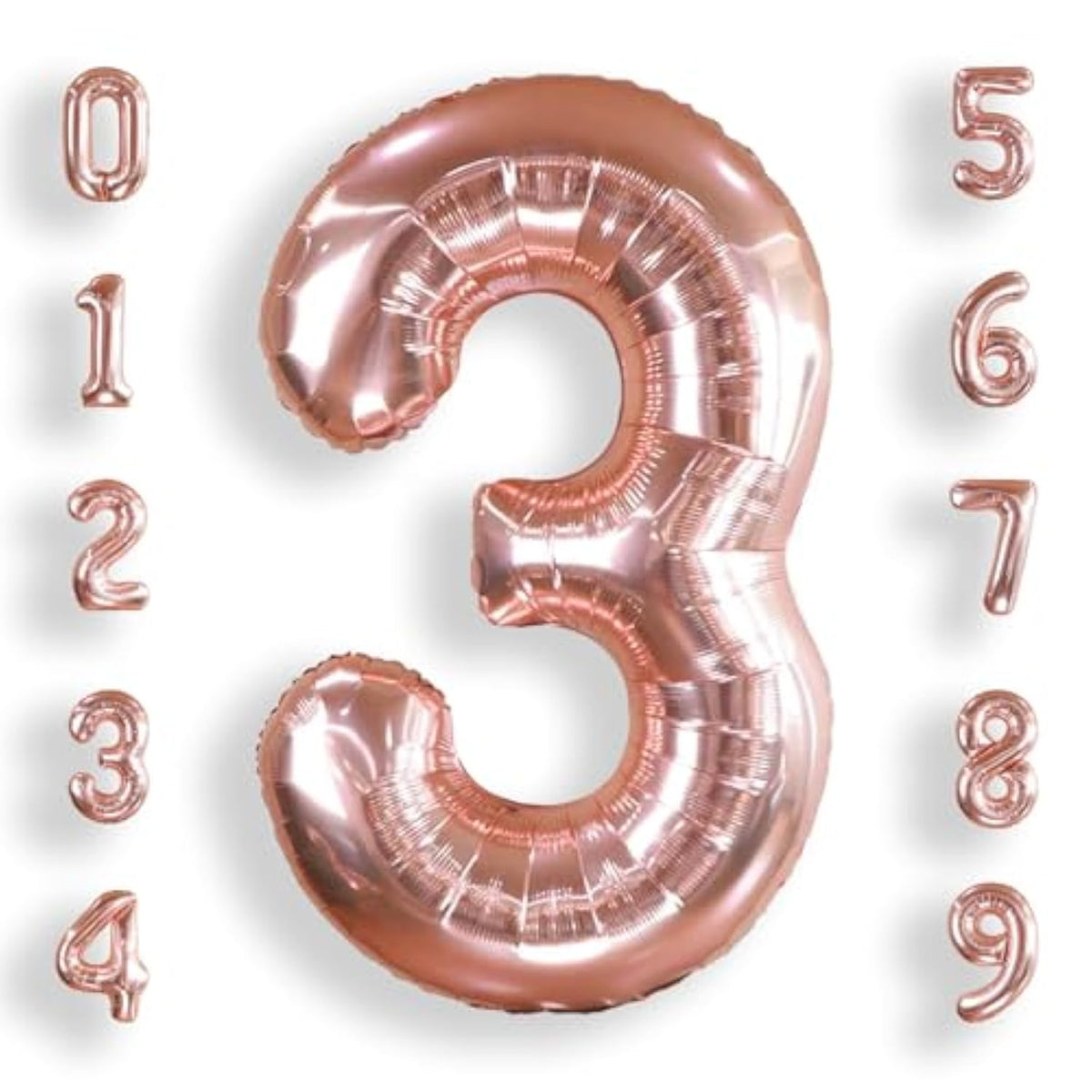40-Inch Big Rose Gold Number 3 Foil Helium Balloon Jumbo Birthday Anniversary Decor