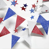 4Th Of July Patriotic Decorations Set Glitter Star Streamers Pennant Bunting Banner Red White Blue Garland For Independence Day Veterans Labor Day Decor Holiday Memorial Day Party Supplies