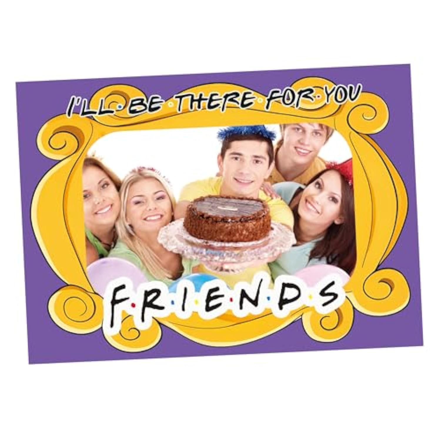 Friends Themed Photo Booth Props, 27.5 x 19.6 in Photo Booth Frame Friends Merchandise Party Decorations Supplies for Birthday, Graduation, Festivals, Anniversary, Wedding (Yellow Photo Frame Style)