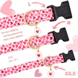 Valentine'S Day Dog Collar - Cute Loving Heart Printed For Small Medium Large Dogs - Pink Cotton Collar For Girl And Boy Dogs L