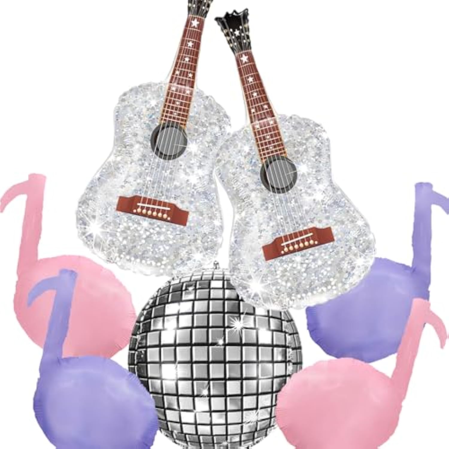 Pink Purple Music Note Balloons Guitar Disco Ball Party Decorations