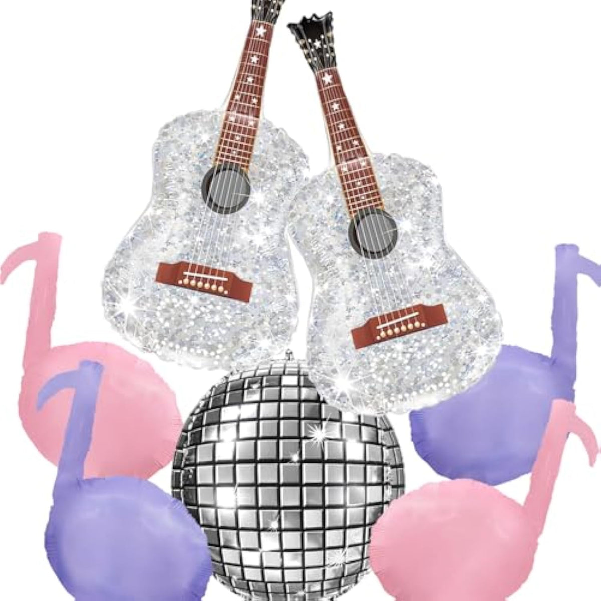 Pink Purple Music Note Balloons Guitar Disco Ball Party Decorations