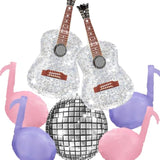 Pink Purple Music Note Balloons Guitar Disco Ball Party Decorations