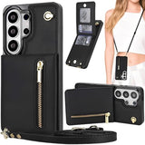 for  Galaxy S26 Ultra Wallet Case with Card Holder & Lanyard for Women, PU Leather Flip Folio Protective Cover with Adjustable Crossbody Wrist