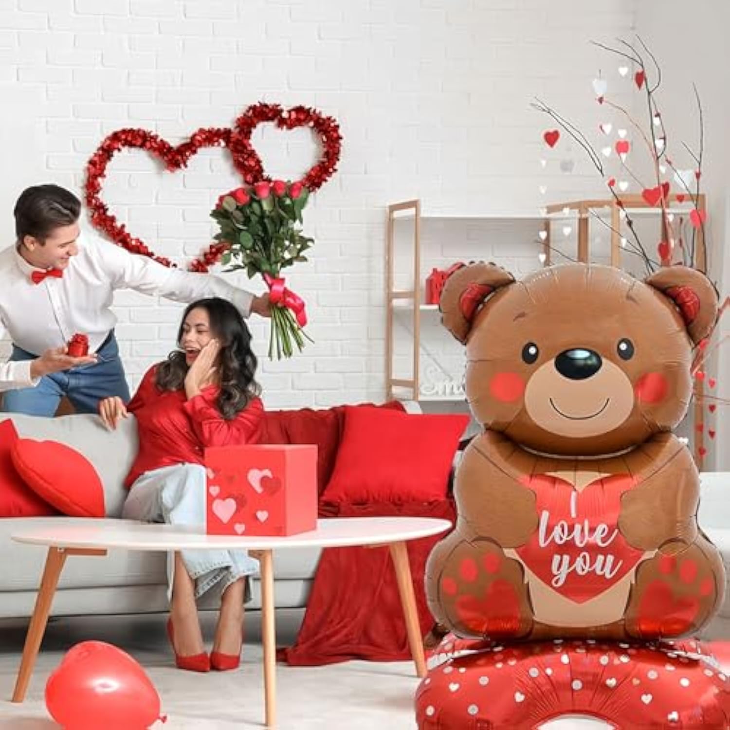 Bear Balloons, Valentines Day Wedding Birthday Decorations Decor For Party, Galentines Day Decorations 1Pcs Large 58In X 31In Bear Standing Balloon, Cute Bear Designs For Special Night