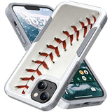 Case For Iphone 14, Baseball Sports Red Pattern Shock-Absorption Hard Pc And Inner Silicone Hybrid Dual Layer Armor Defender Case For Apple Iphone 14