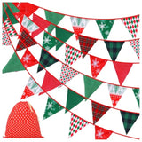 40 Feet Christmas Fabric Pennants Banner Triangle Flag Vintage Christm