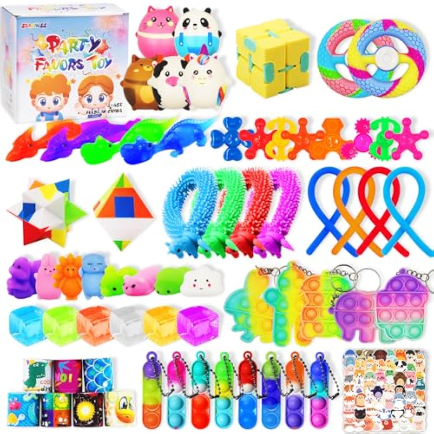124 Pcs Party Favors For Kids, Fidget Toys Bulk, Birthday Gifts Toys, Stocking Stuffers, Prize Treasure Box Toys For Classroom, Goodie Bags Stuffers, Pinata Filler, Carnival Prizes For Boys Girls 4-10