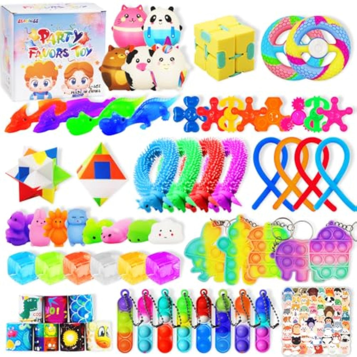 124 Pcs Party Favors For Kids, Fidget Toys Bulk, Birthday Gifts Toys, Stocking Stuffers, Prize Treasure Box Toys For Classroom, Goodie Bags Stuffers, Pinata Filler, Carnival Prizes For Boys Girls 4-10