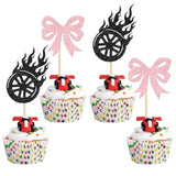 24 Pcs Burnouts Or Bows Cupcake Toppers Glitter Gender Reveal Birthday Decorations Boy Or Girl Cupcake Picks For Gender Reveal Theme Baby Shower Boys Girls Birthday Party Cake Decorations Supplies