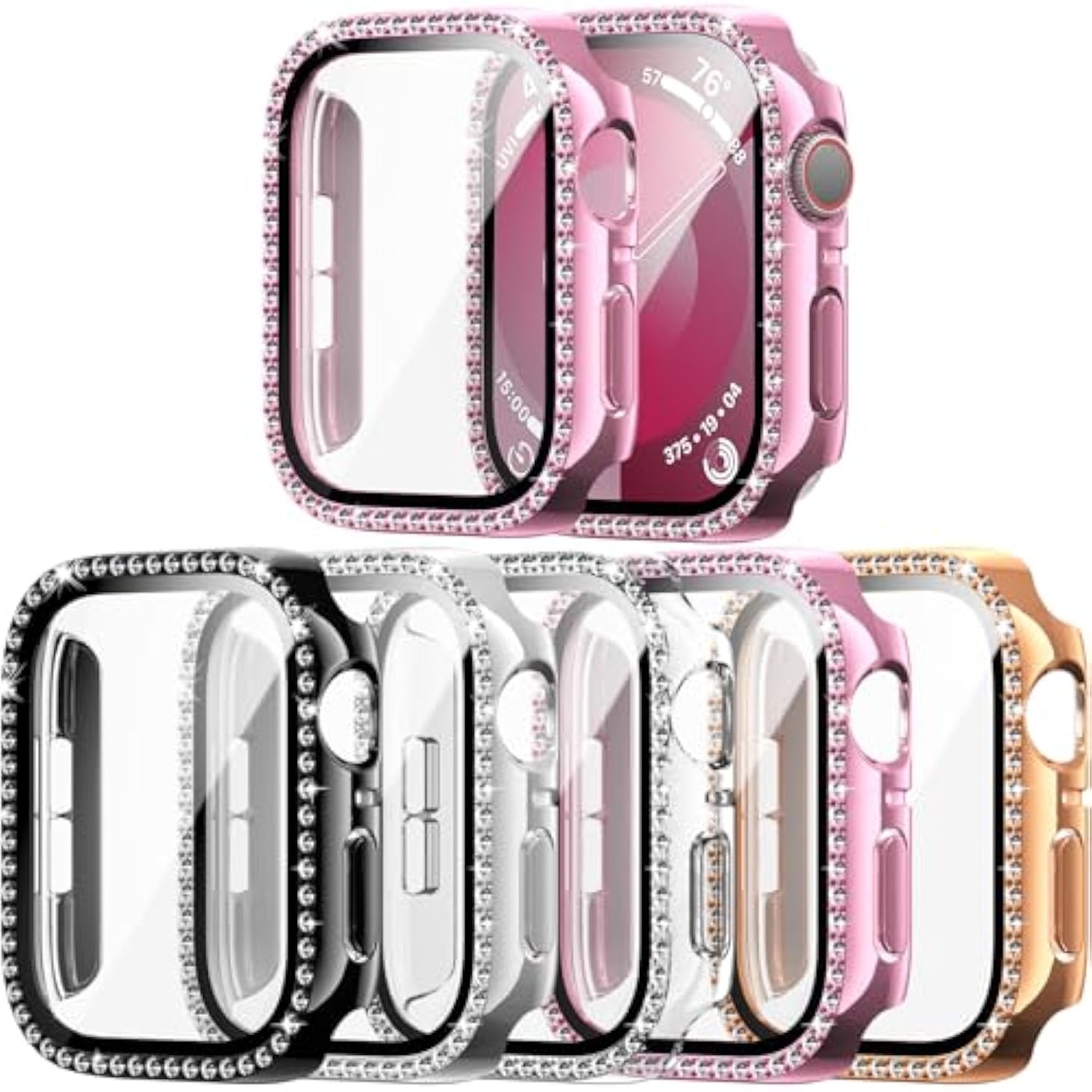 5-Pack Apple Watch 44mm Bling Case w Tempered Glass Sparkling Cover