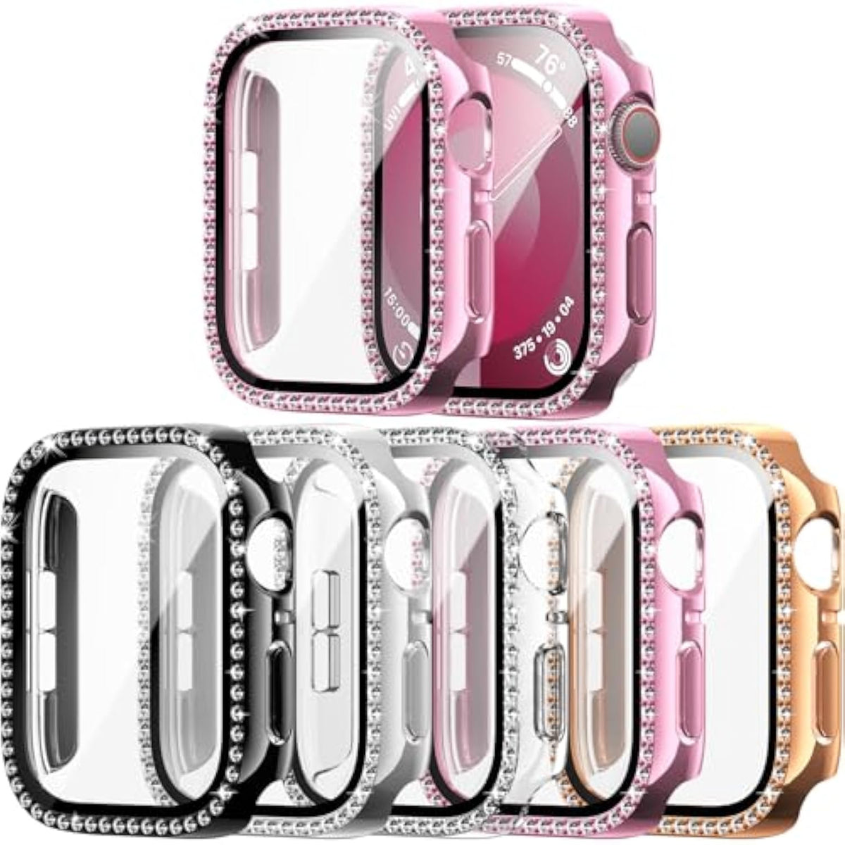 5-Pack Apple Watch 44mm Bling Case w Tempered Glass Sparkling Cover