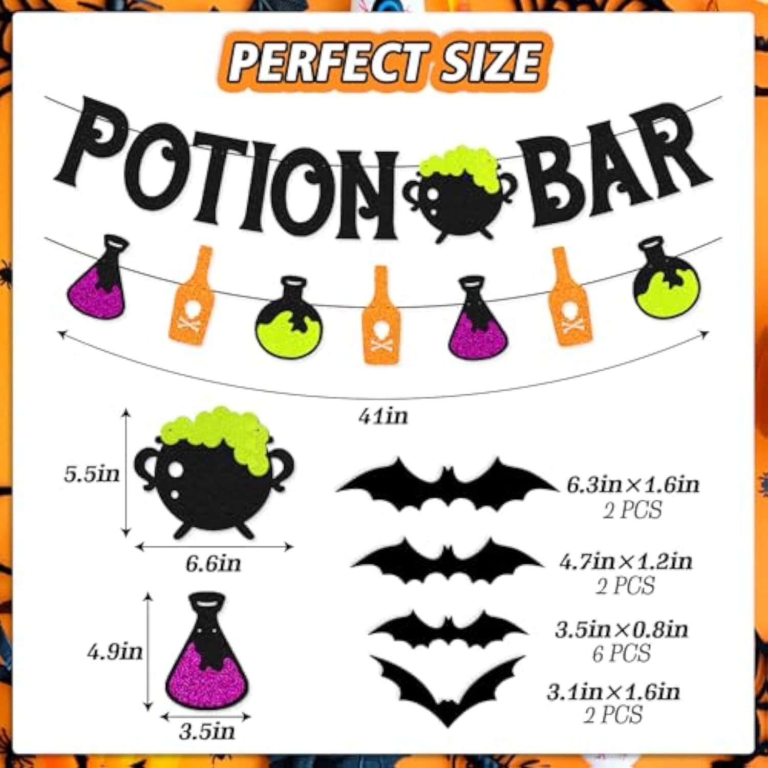 Potion Bar Banner Halloween Party Decorations with 3D Bat Wall Decor for Kids