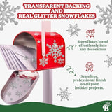 Snowflake Stickers Large Real Glitter Silver For Christmas Envelopes, Crafts, Cards - Happy Holiday Silver Snowflakes