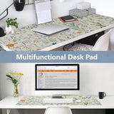 Flower Large Desk Pad,Floral Desk Mat For Desktop,Non-Slip Pu Leather Mouse Pad, Waterproof Laptop Computer Desk Keyboard Mat,Table Protector Blotter Mat For School Office Home 31.5" X 15.7"