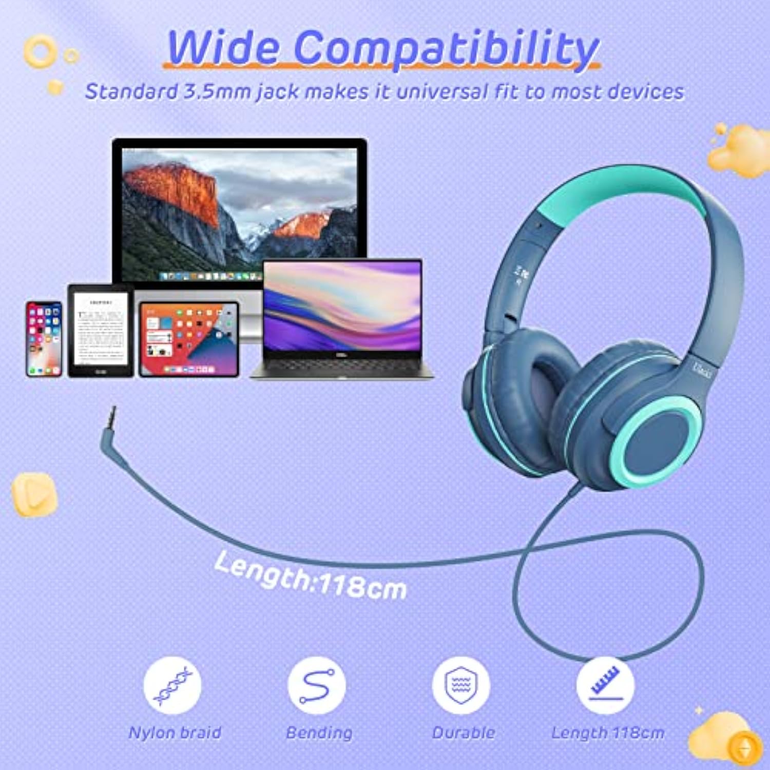 Kids Headphones,Kids Headphones For School, Kids Wired Headphones With Volume