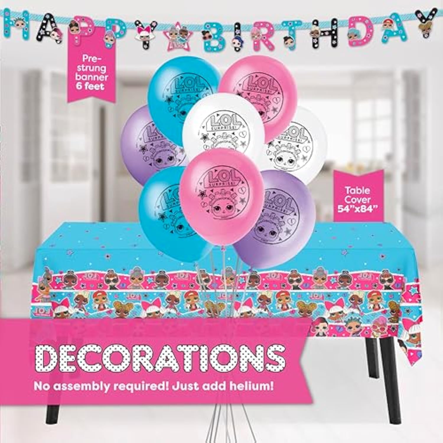 Unique LOL Birthday Party Decorations | LOL Surprise Birthday Party Supplies | LOL Party Supplies Birthday | For Girls Birthday | With LOL Banner, LOL Tablecloth, LOL Balloons, LOL Plates, LOL