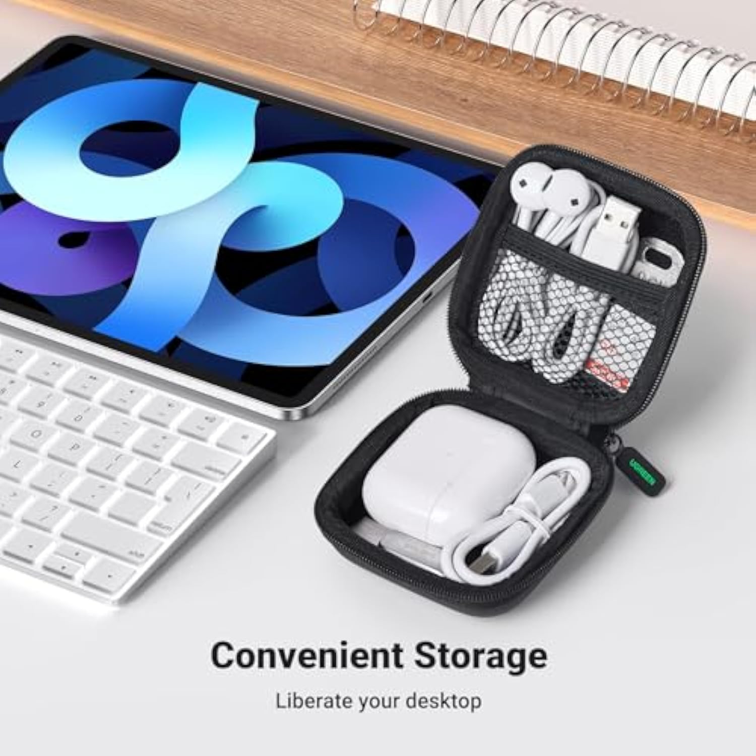 UGREEN Earbud Case, Waterproof Earphone Case Pouch Compatible with AirPods Pro Headphone Case Holder with Stainless Steel Carabiner, for Headphones, Earbuds, SD Memory Card, Camera Chips, Black