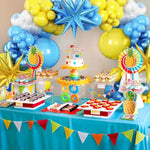 Yellow Blue Clear Balloon Arch Kit With Explosion Star Balloons, Cartoon Theme Blue And Yellow Balloons Garland Kit For Boys Girls Cartoon Birthday Baby Shower Party Supplies