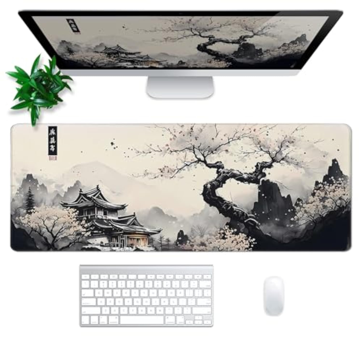Japanese Mouse Pad, Large Japanese Desk Mat, Xl Anime Gaming Keyboard Mat, Non-Slip Rubber Base, Big Extended Desk Protector For Office And Home, 31.5”X11.8”