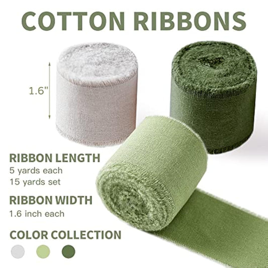 Green Ribbon For Gift Wrapping, Handmade Fringe Ribbons For Crafts Bri