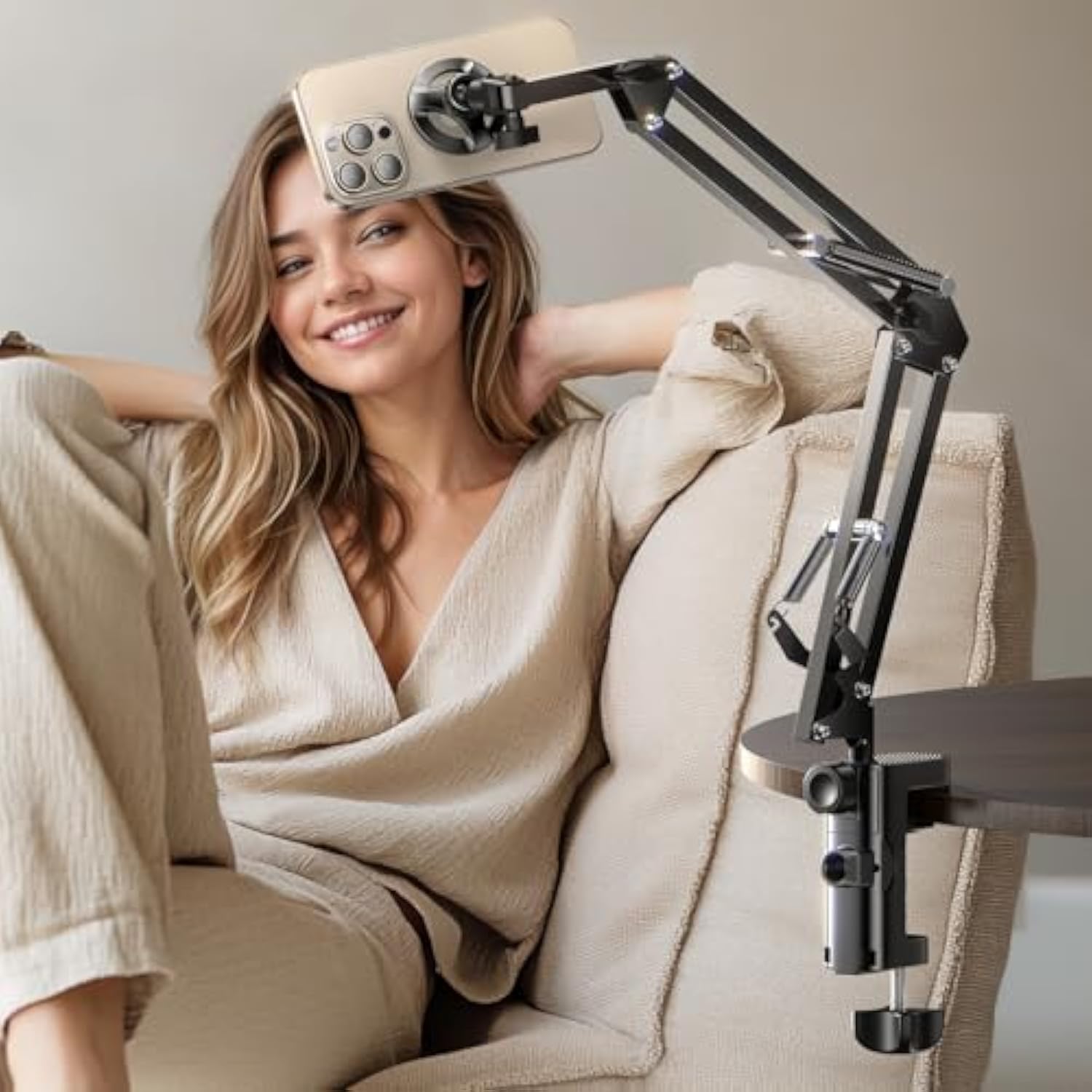 Gooseneck Phone Holder For Bed - Magsafe Stand For Iphone 16 15, Desk, Magnetic Adjustable Mount - Overhead Accessories For Magsafe Iphone