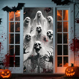 Halloween Door Cover 79x35 Inch Scary Skeleton Zombie Reusable Party Decor Banner