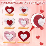 6 Pcs Valentine'S Day Decor Wooden Heart Shaped Table Signs Farmhouse Wood Heart Table Decorations Sign Standing Wooden Tiered Tray Decoration For Valentine Day Ornaments(Classic)