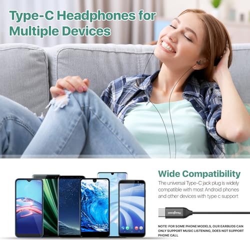 Sleep Headphones, 1 Pair USB C Wired Earbuds with Soft Silicone Noise Reduction Type C Earbuds with Microphone, Ideal for Sleeping, snoring,