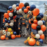 Halloween Balloon Arch Kit: Double Stuffed Blue, Orange, Black & Cream