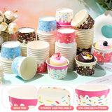 120 Pcs 9Oz Ice Cream Bowls Bulk Dessert Ice Cream Cups Paper Treats Sundae Cups Disposable Birthday Party Decorations For Hot Cold Food Soup Yogurt Cupcakes Supplies(Cute Style)