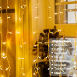 300 Led Curtain Lights 9.8Ft Plug-In Fairy Curtain Lights With 8 Modes, Connectable Indoor/Outdoor For Christmas Decorat