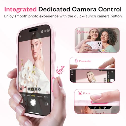 Magnetic for iPhone 17 Pro Case, [Full Camera Protection] [Compatible with MagSafe] Curly Wavy Frame Gradient Sparkly Glitter Women Girls Phone Cover