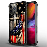 Compatible With Iphone 16 Pro Case,All-Round Protection Shockproof Anti-Scratches Tpu Cover,Cases For Man Woman-Wooden Cross Power American Flag