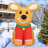 5Ft Christmas Inflatables Outdoor Decorations, Blow Up Cute Gingerbread Dog Inflatable With Built-In Leds For Christmas
