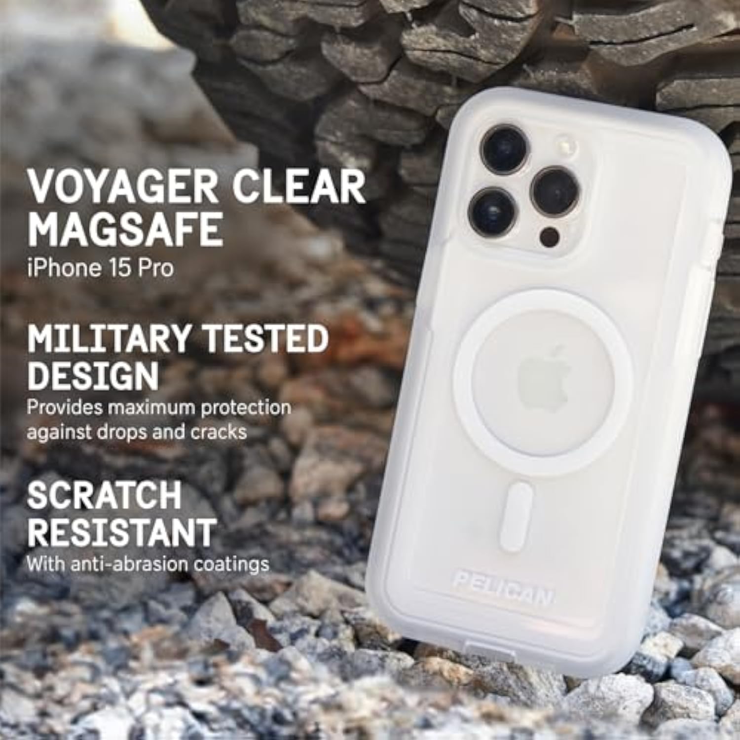 Voyager Series - Iphone 15 Pro Case 6.1" [Compatible With Magsafe] [Anti-Yellow] Magnetic Charging Phone Case With Belt Clip Holster Kickstand [18Ft Military Grade Drop Protection] - Clear