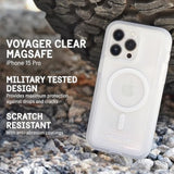 Voyager Series - Iphone 15 Pro Case 6.1" [Compatible With Magsafe] [Anti-Yellow] Magnetic Charging Phone Case With Belt Clip Holster Kickstand [18Ft Military Grade Drop Protection] - Clear