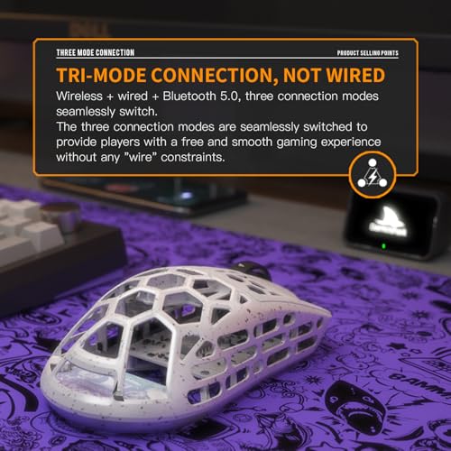 M2Pro Carbon Fiber Wireless Gaming Mouse,Tri-Mode 8K/Usb-C/Bluetooth Mouse Up To 30000Dpi,Paw3950 Optical Sensor Lightweight 40G,5 Programmable Button,Computer Mouse For Laptop,Pc,Mac
