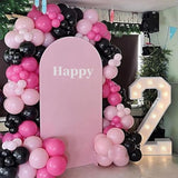 Pink And Black Balloons, 60Pcs Hot Pink Black Balloon Set, 12Inch Pastel Light Rosa And Metallic Latex Balloons For Girls Women Princess Birthday Bachelorette Baby Shower Beauty Party Decorations