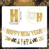 2026 Gold Happy New Year Banner for New Year Eve Party Decorations