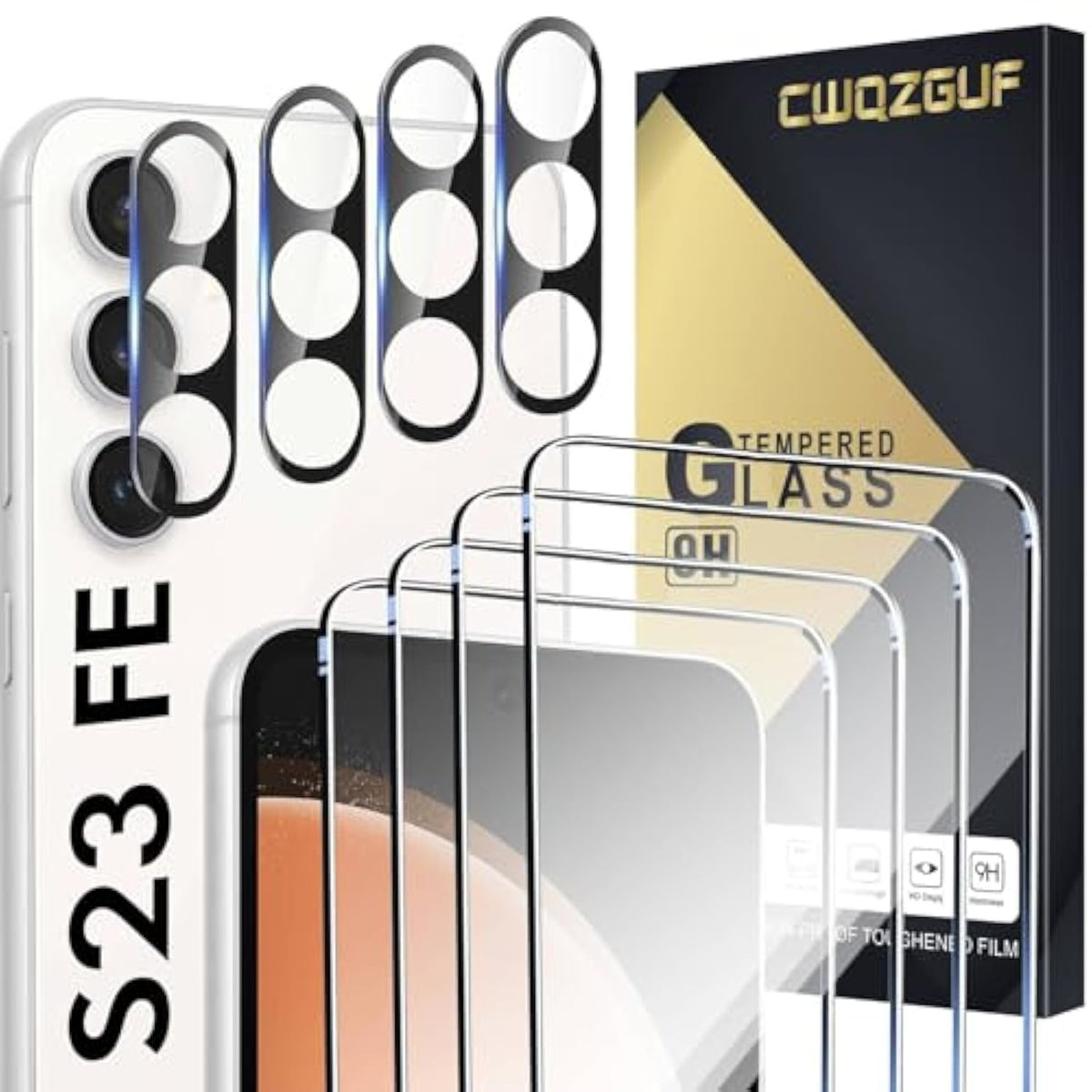 Galaxy S23 FE 5G Screen Protector 4+4 Pack with Camera Lens Protection HD Glass