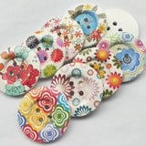 20Pcs 2" (50Mm) Round Flower Wood Buttons 4 Holes Craft Sewing Button