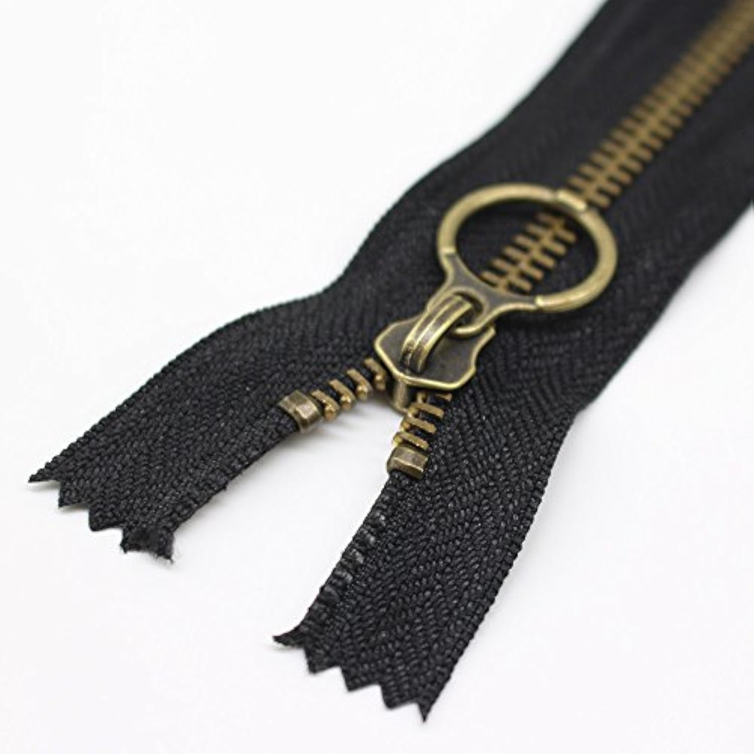 10Pcs 8 Inch (20Cm) #5 Antique Brass Plated Metal Zippers Bulk Close E