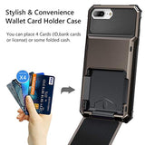 Case For Iphone 8 Plus Case Wallet Card Holder Id Slot Scratch Resistant Dual Layer Protective Bumper Rugged Tpu Rubber Armor Hard Shell Cover For Iphone 6 Plus 6S Plus 7 Plus Gun Color