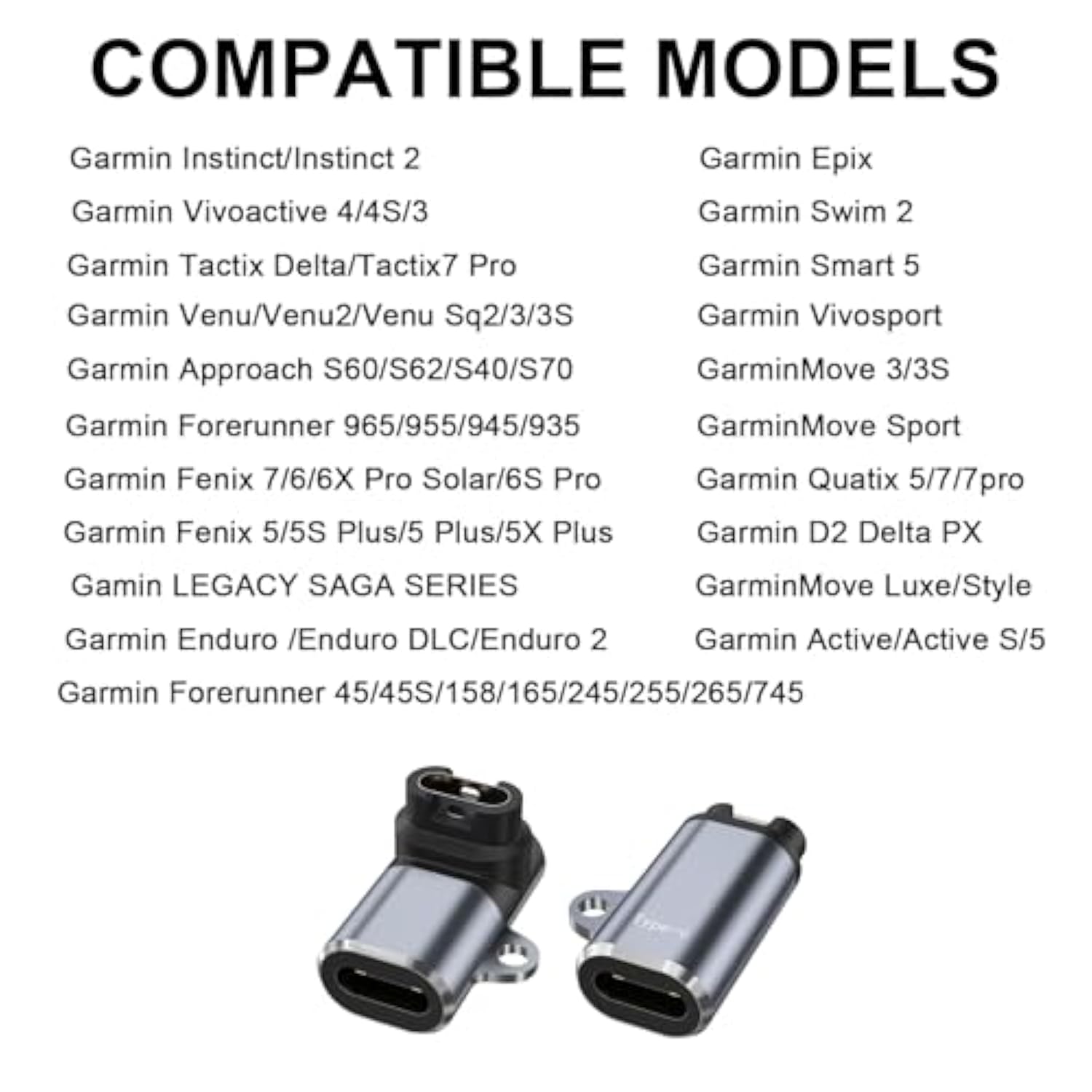 Usb C Charger Adapter For Garmin Watch (Gray+Gray)