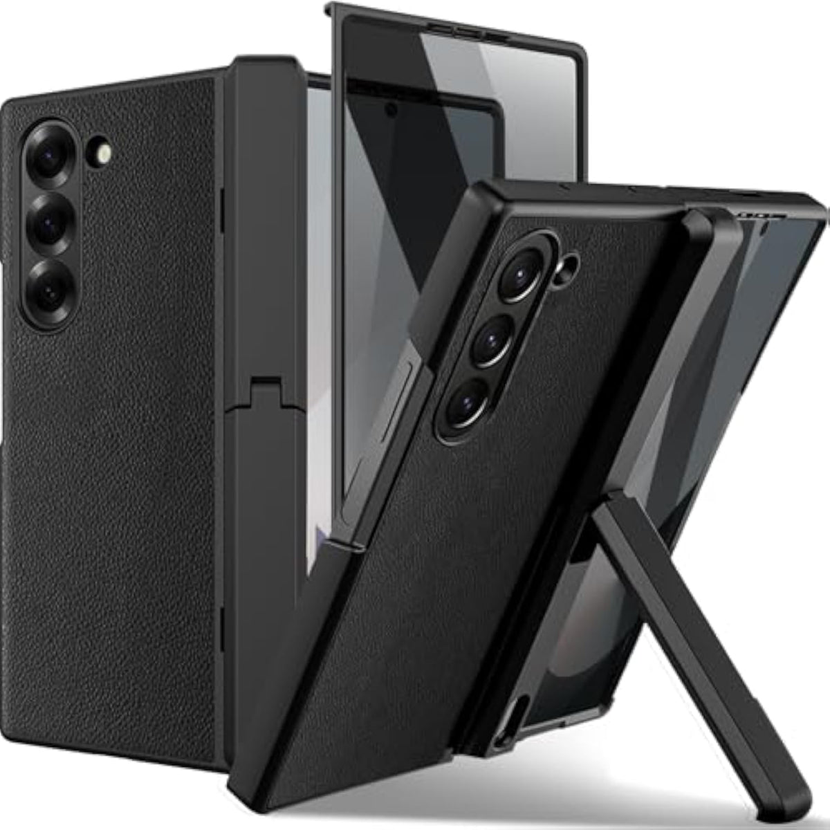 For Samsung Galaxy Z Fold 7 Case With Privacy Screen Protector,Hinge Protective Invisible Kickstand Ultra Slim Heavy Duty Rugged Shockproof Leather Cover For Samsung Galaxy Z Fold 7 Black