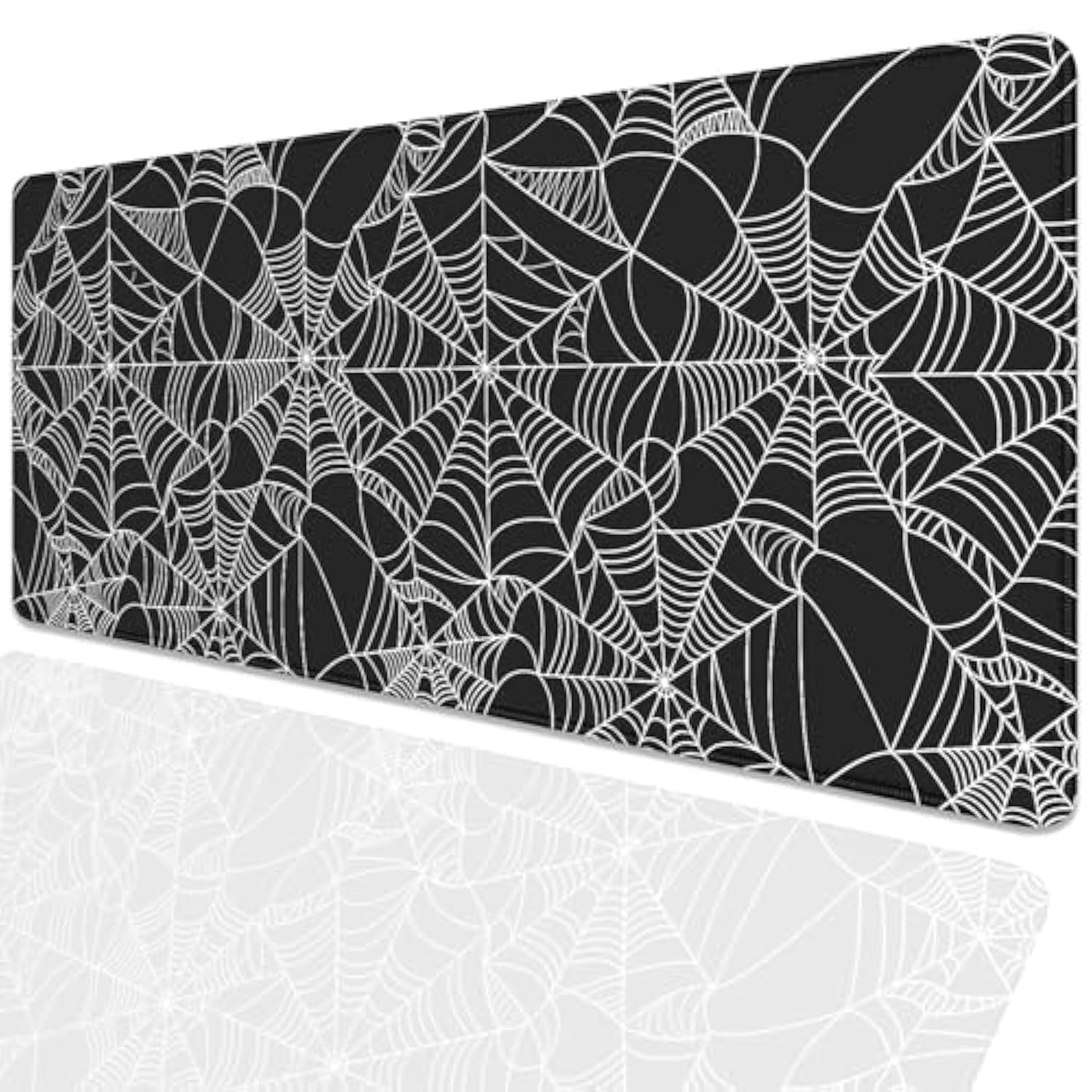 Black Spider Web Desk Pad Mouse Pad,Large Gaming Mouse Mat With Stitched Edges,Non-Slip Waterproof Rubber Base Mousepad For Office Work Home Desk Mat(27.5X11.8 In)