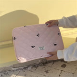 Cute Bow Graphic Carrying Laptop Bag Y2K Preppy Laptop Sleeve Case Bag Kawaii Pad Computer Protect Case Pouch (13-14 Inch,Pink)