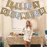 Let'S Get Wild Banner Cheetah Print Banner Leopard Hang Garland For Jungle Safari Animal Birthday Bachelorette Party Decorations